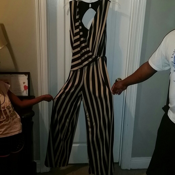 Black and Cream Pants Suit