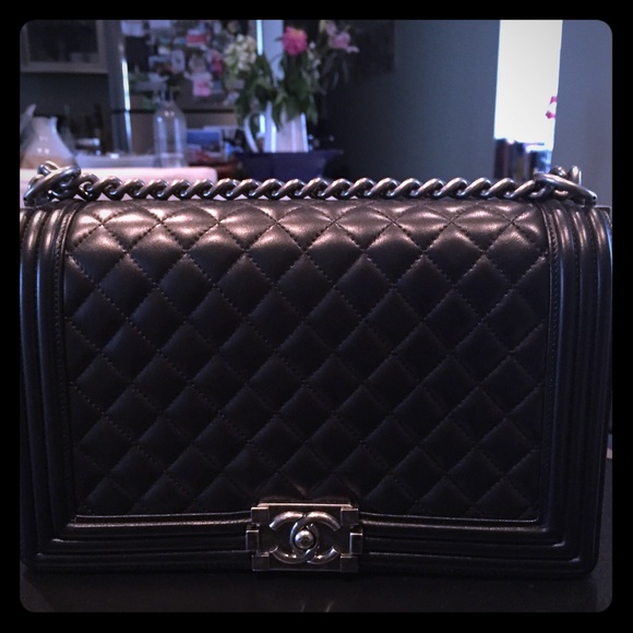 #SOLD# 2014 Chanel Le boy black medium flap