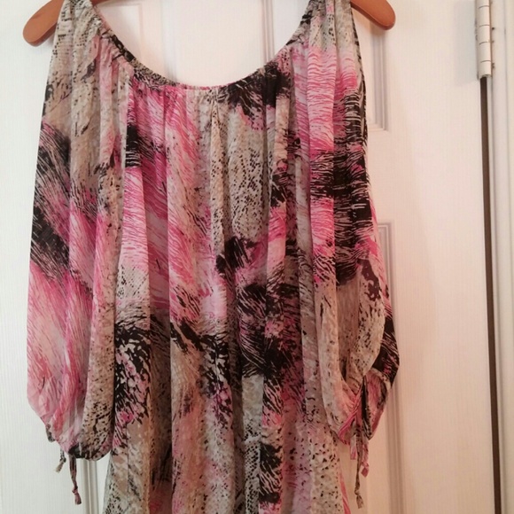 Pink abstract print Harlow See blouse