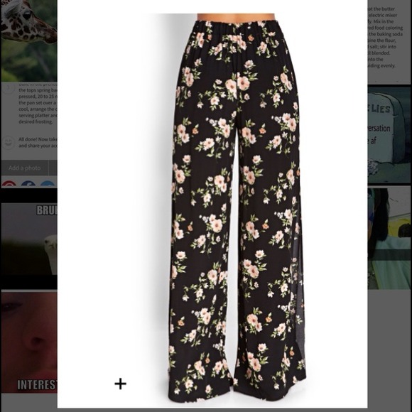 Floral Print Flare Leg Pants