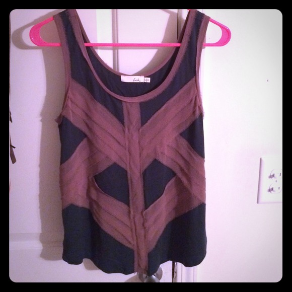 Lush green and taupe tank top