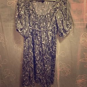 Silver Gray Printed Empire Waist Dress