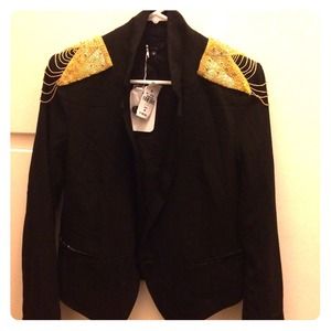 LF Black gold embellished shoulders blazer NWT
