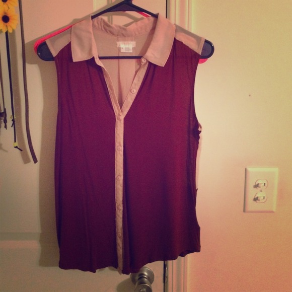 Red and blush button up tank top