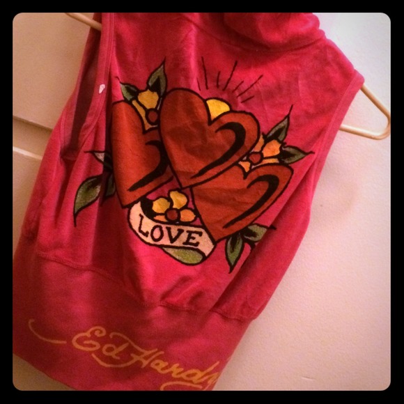 Ed hardy hot pink velour vest