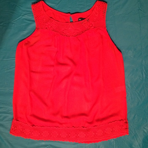 SOLD Gap Orange Tank with Intricate Cotton Knit - Picture 1 of 4