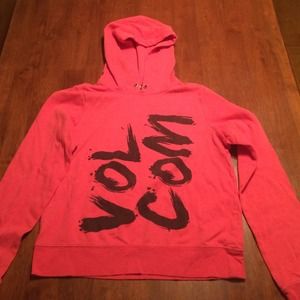 Used hot pink crop sweater - volcom size large