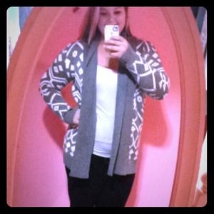 Grey and white winter cardigan