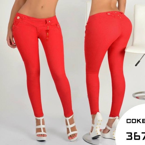Red Skinny colored push up levantacolas Jeans - Picture 1 of 1