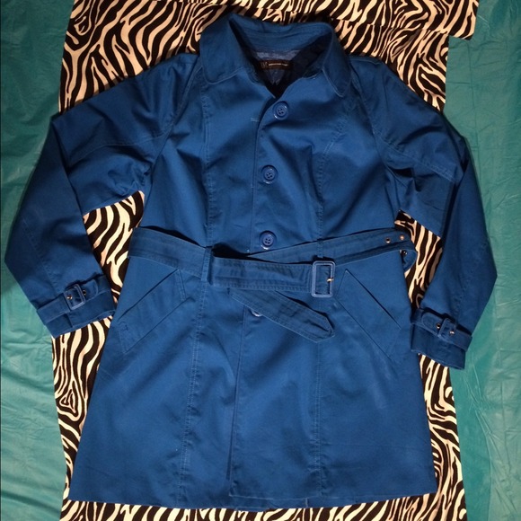 INC International Concepts Jackets & Blazers - INC Electric Blue Lined Belted Trench Coat