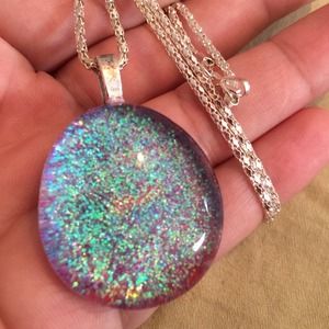 Glitter Glass Stone Necklace