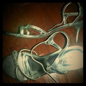 Silver with rhinestones heels