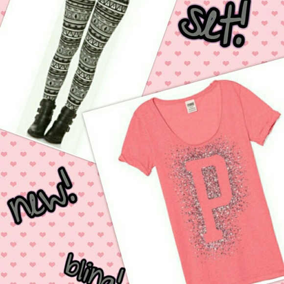 NWT VS Pink legging tshirt bundle