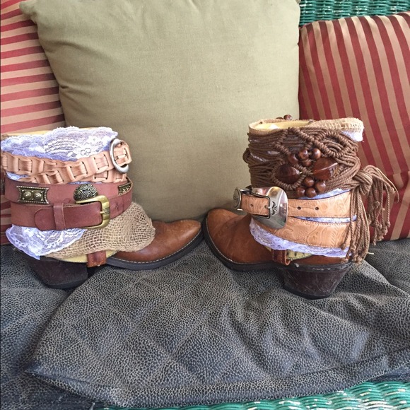 Wedding upcycled cowboy boots - Picture 3 of 4