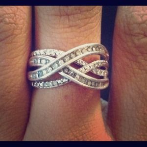 Sterling silver and diamond fashion ring