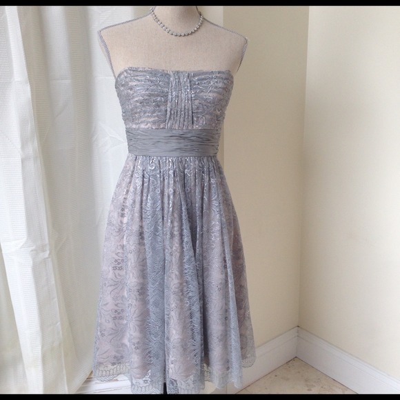 BCBG Max Azria Silver Stunning Strapless