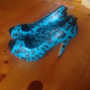 Iron fist blue leopard print high heels