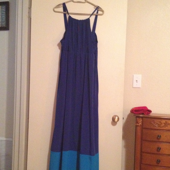 Navy/Turquoise floor length dress