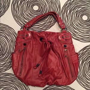 Hype cranberry leather shoulder purse