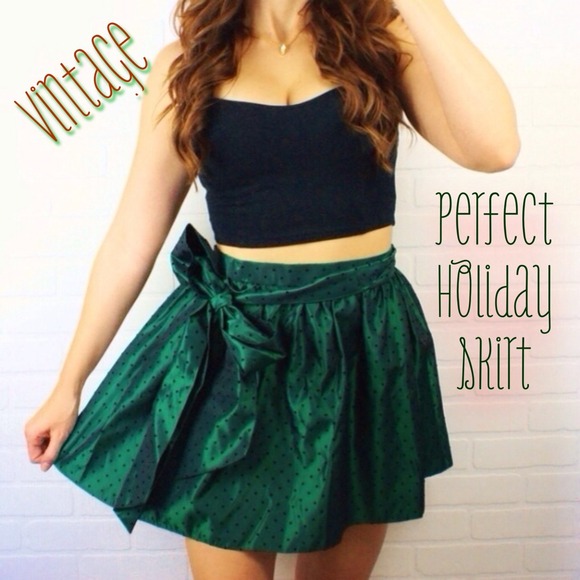 Vintage Holiday Full High Waist Dress Skirt S 4 6