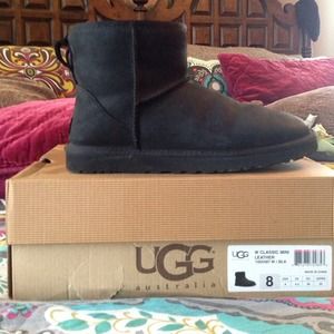 Black leather UGG boots. Size 8.