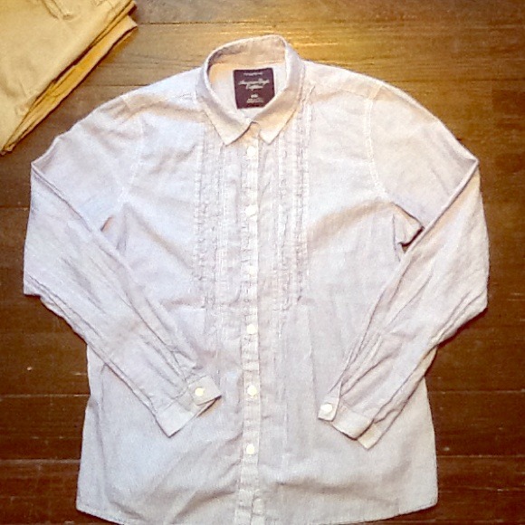 American eagle pin striped button up top