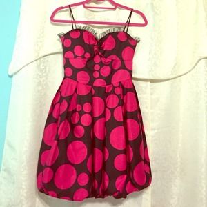 Polka dot pink and black dress