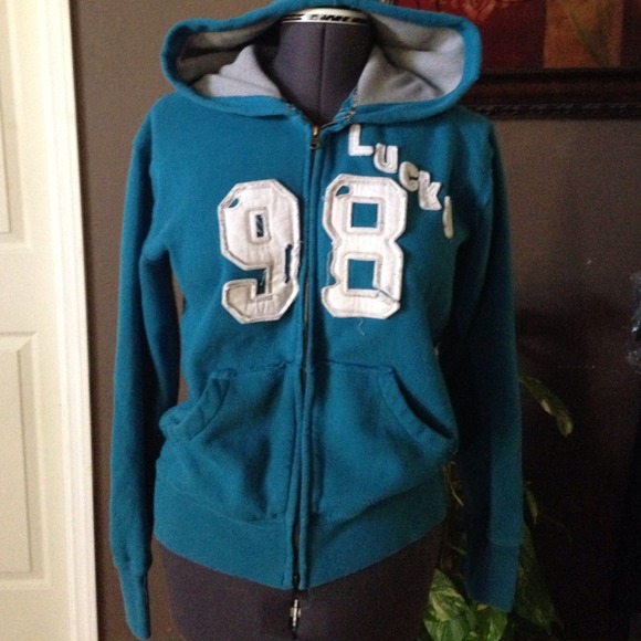 Bright blue zip up hoodie