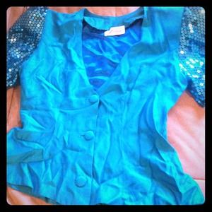 Glamorous Aqua Blazer with Sequins