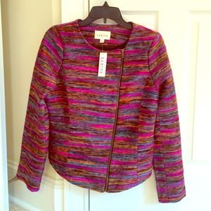 SABINE brand, NWT, muti-colored tweed moto jacket