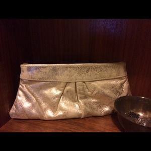 Lauren Merkin Silvery Gold Louise Lambskin Clutch