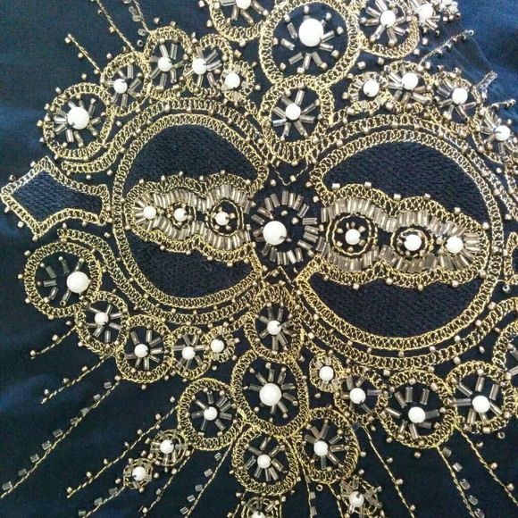 Beautifully beaded dark blue blouse. - Picture 2 of 3