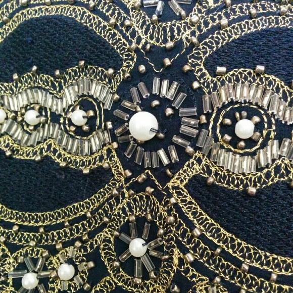 Beautifully beaded dark blue blouse. - Picture 3 of 3