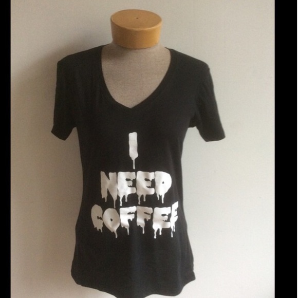 I Need Coffee v neck t shirt - Picture 3 of 4