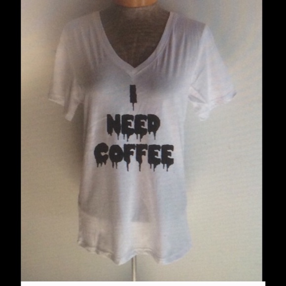 I Need Coffee v neck t shirt - Picture 4 of 4