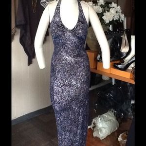 Navy and Silver Glitter Gown
