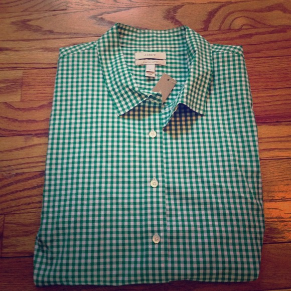 Jcrew green gingham button down