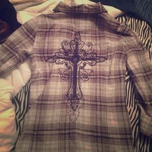 Plaid button up shirt women's size XS