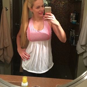 Lululemon top, pink and white, Size 8
