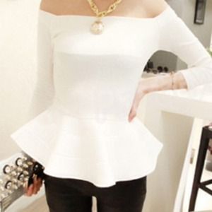 White Off Shoulder Peplum top NWT