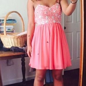 Coral bedazzled dress