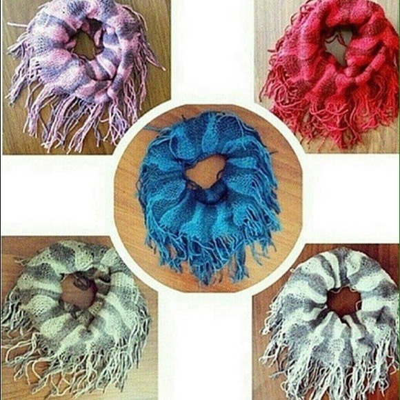 Two tone infinity scarves will fit toddlers aswell