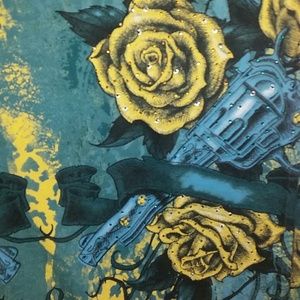 Turquoise and yellow Sinful brand T shirt