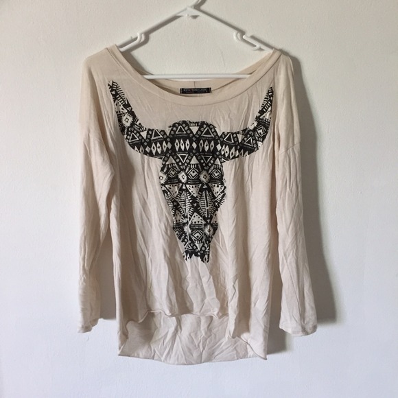 Rock Rose Tops - Bull head Aztec Design shirt