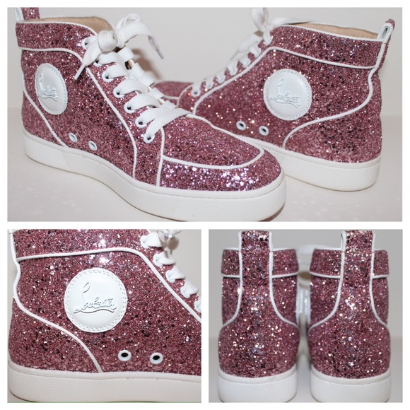 ❌SOLD❌Louboutin Pink Glitter Sneakers - Picture 2 of 5