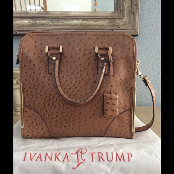 IVANKA TRUMP FAUX OSTRICH HANDBAG