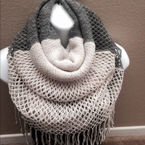 Grey/creme infinity scarf w/hint of shimmer