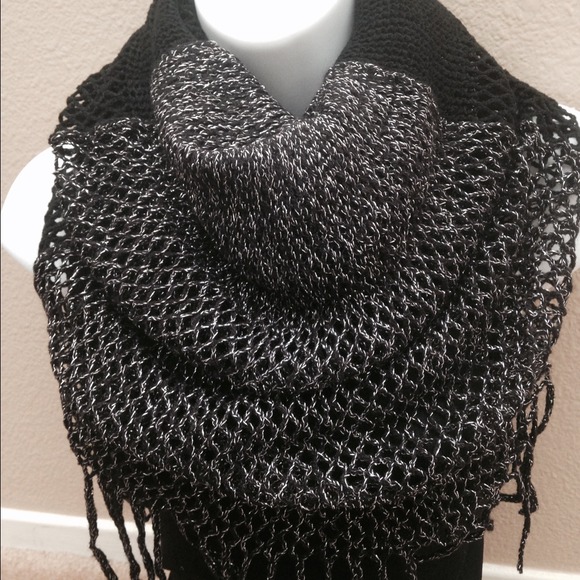 Black & silver shimmer infinity scarf multi style