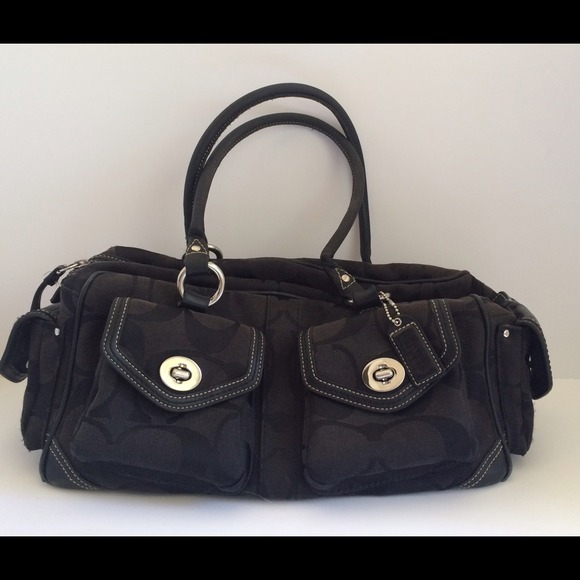 AUTHENTIC COACH Black Canvas Baguette purse