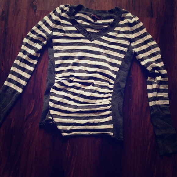 Striped sweater with ruching